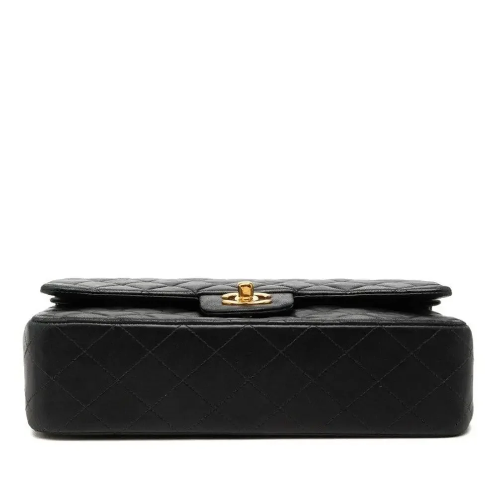 Chanel Matelasse Lambskin Coco Mark 25 Double Flap Chain Shoulder Bag Navy